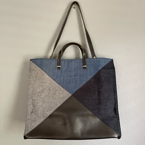 Clare V Handbags - CLARE V Simple Tote Denim Patchwork and Leather